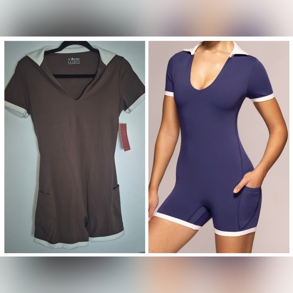 Enerbloom Athletic Workout Romper With Pockets, Yoga, Tennis,  - Size Small